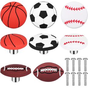 ARTIBETTER 8 Pcs Sports Ball Dresser Knobs, Baseball Basketball Dresser Drawer Knobs, Drawer Hardware Handle, Dresser Knobs Furniture Decor for Cabinet, Nursery, Kitchen and Home Decor