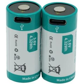 Keeppower 18350 Protected Li-ion Battery Low Drain Rechargeable with Type-C Port 3.6V 1200mAh Included with a 2-in-1 USB-C Cable (2 Pack)