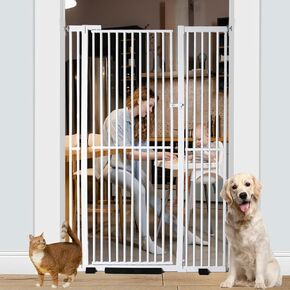 71 inch Extra Tall Pet Gate Baby Gate，29.13"-45.62" Extra Wide Pressure Mounted Walk Through Swing Safety Cat Gates for Stairs, Doorways, Kitchen (71 * 45inch)