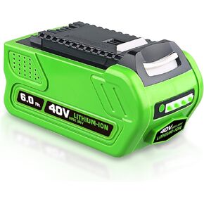 29472 40V 6.0Ah Li-ion Battery Replacement for GreenWorks 40V battery Replace for GreenWorks Battery 40V Max 29462 29252 25312 25322 20202 20642 21242 27062 for GreenWorks 40V G-MAX Power Tool