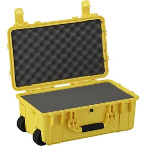 Condition 1 22" Large Rolling Lockable Hard Storage Case with Foam, Model 300, Waterproof Protective Box for Camera, Tactical, Scientific Gear, Made in USA, 21.84"x13.82"x9" Yellow