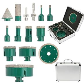 14PCS Diamond Core Drill Bits Set,6/6/8/19/25/35/51/75/100mm Tile Hole Saw + 50mm Diamond Chamfer Bit + Hex Adapter for Porcelain Tile Ceramic Marble Granite