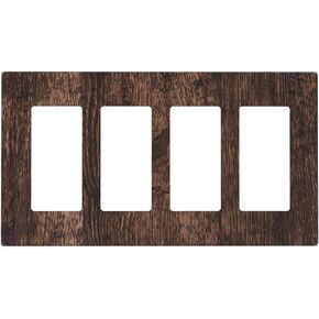 Brown Rustic Wood Light Switch Cover 4 Gang Quad Rocker/Decorator Switch Plate Vintage Farmhouse Decorative Wall Plate Outlet Covers, 4.5 x 8.0 Inch
