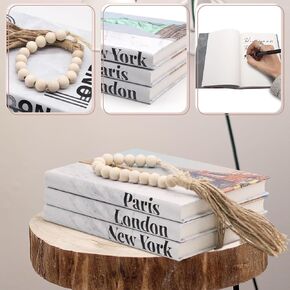 3 Pcs Black and White Decorative Books for Home Decor 200 Blank Pages Notepad,Fake Books for Decoration,Designer Faux Books for Decoration for Bookshelf,Living Room,Entry Table Decor(D2)