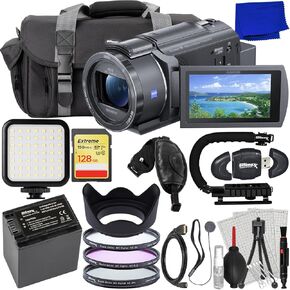 Ultimaxx Advanced FDR-AX43A UHD 4K Handycam Camcorder Bundle-يشمل: 128GB Extreme SDXC ، بطارية احتياطية ، حقيبة أدوات مقاومة للماء ، مجموعة مصباح LED فائقة السطوع وأكثر من ذلك بكثير (حزمة 26pc) in Kuwait