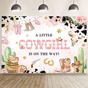 MEHOFOND 7x5ft Cowgirl Baby Shower Backdrop A Little Cowgirl is On The Way Photography Background Pink Wild West It's a Girl Party Decor Rustic Sweet Girl First Rodeo Birthday Party Banner Photo Props