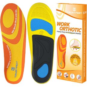 Work Insoles for Men Women, Anti-Fatigue Heavy Duty Arch Support Insoles for Standing All Day, Comfort Shoe Inserts with Gel, Work Boot Inserts-M
