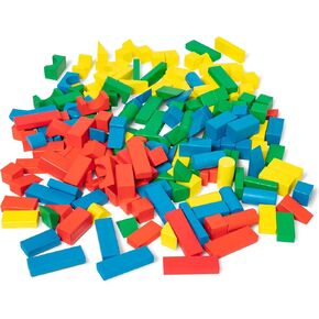Melissa & Doug Wooden Building Block Set - 200 Blocks in 4 Colors and 9 Shapes