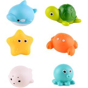 No Hole Animal Bathtub Toys Baby Bath Tub Toys for Toddlers Boys Girls , Mold Free Bath Toys Tub Beach Pool Shower Float Rubber Toys