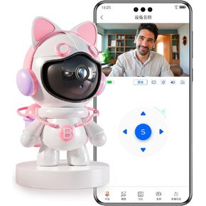 360° Indoor Security Camera,Cameras for Home Security,Ideal for Baby Monitor/Pet Camera/Home Security,Starlight Color Night Vision APP Control with 64G TF Card(Pink-A)