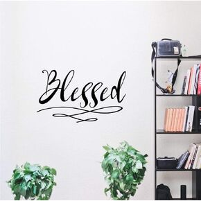Blessed Wall Sticker | Home Decor Wall Decal | Large Inspirational Wall Quote | Vinyl Wall Decals Quotes | Uplifting Encouraging Decor Wall Art for Home Office Nursery 23x13in