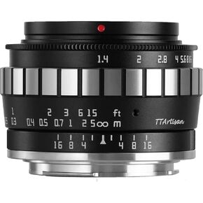 TTArtisan 23mm F1.4 APS-C Wide-Angle Prime Lens Manual Focus Fixed Lens Compatible with Compatible with Olympus and Panasonic MFT M4/3 Mount Cameras (Color Black Silver)