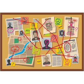 BELECO 7x5ft Fabric Spy Agent Detective Photography Backdrop Cartoon Crime Board Suspects Photos Clue Evidence Top Secret Mission Background Mystery Party Spy Birthday Party Decorations Photo Props
