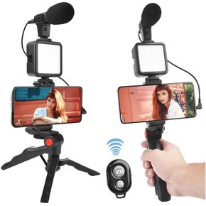 Mini Vlogging kit, Led Light, Tripod Stand, and Wireless Remote, use for Video Calling, Vlogging, YouTube, TikTok.