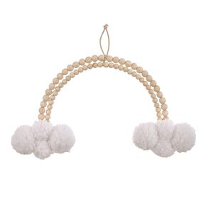 NoJo Little Love Rainbow and Clouds Natural Wooden Beads and White Chenille Clouds Nursery Wall Decor
