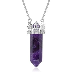 TIGER RIDER Chakra Necklace for Women 925 Sterling Silver Crystal Pendant Gemstone Necklace for Spiritual Energy Healing Hexagonal Pendant Divination for Men Women Gilrs Mother