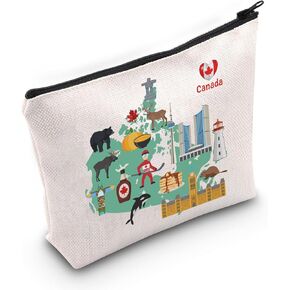 MEIKIUP Canada Gift Canada Travel Cosmetic Bag Canada Travel Memory Map Gift Canada Travel Gift Canada Souvenir Canada Lover Gift (Map Canada Bag)