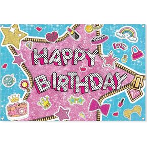 5x3ft Pink Blue Sequin Surprise Birthday Party Backdrop Bday Photography for Baby Shower Boy Girls Happy Birthday Party Decorations Photo Booth Banner