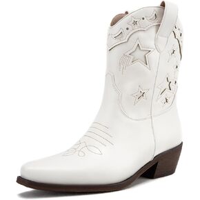 Karonairy Western Star Cowboy Booties للنساء الجوارب رعاة البقر المطرزة سحب على كعب منخفض in Kuwait