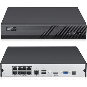 Panoeagle 4K 8CH POE NVR, 8Port Network Video Recorder for Home Security Camera System, Support 8MP/6MP/5MP/4MP/1080P IP Camera, Remote Access, 24/7 Recording, Up to 8TB HDD Slot