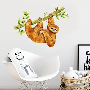 Lovely Sloth Wall Decal Nursery Animal Wall Sticker Removable Peel and Stick Waterproof Wall Art Decor Stickers for Kids Baby Classroom Preschool Living Room Playing Room Bedroom School