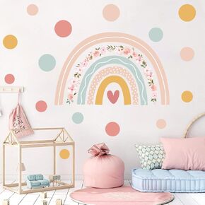 Boho Rainbow Graffiti Wall Decals, Peel and Stick PVC Wall Stickers, Vinyl Art Removable Mural Home Decor for Baby Kids Teen Girls Bedroom Playroom Living Room Nursery Classroom (Rainbow-06)