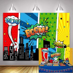 Superhero Backdrops for Pictures MTMETY 10x7ft Baby Shower Birthday Party Super Hero Party Decorations Backdrops Fond Photo Booth Props HXME166