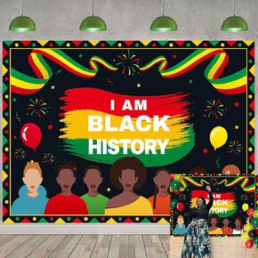 Black History Month Photo Backdrop I Am Black History Photography Background African American Home Office Classroom Heritage Celebration Party Decorations (6x4FT)