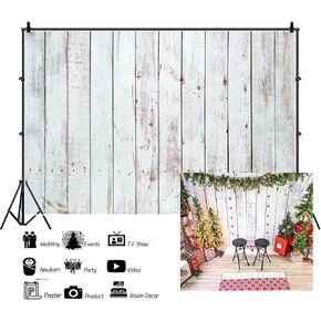 10x8ft Vintage White Wood Backdrops for Photography Rustic Retro Grunge Wooden Plank Portrait Wallpaper Newborn Baby Shower Wood Board Birthday Party Photoshoot Background Photo Studio Props