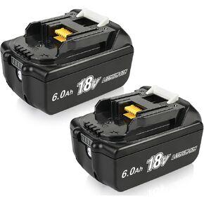 2X BL1860 Replacement for Makita 18V Battery 6.0Ah Compatible with Makita Battery 18 Volt Lithium-ion BL1860B BL1860 BL1850 BL1850B BL1840 BL1830 Compatible with Makita 18V Battery Power Tools