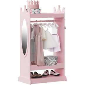 UTEX Kid’s See and Store Dress-up Center, Costume Closet for Kids, Open Hanging Armoire Closet, Pretend Storage Kids, Costume Dresser for Kids Bedroom(White)
