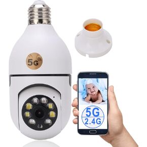 Light Bulb Security Camera,2.4Ghz & 5G Camera Light Bulb,2MP 1080P E27 Night Vision, Motion Detection,Two Way Talk,Alarm Notification,Security Camera Outdoor for Home