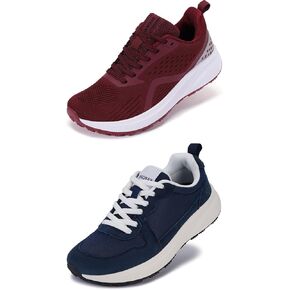 BRONAX Womens Wide Toe Box Shoes Red and Dark Blue Size 10w