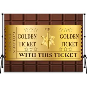 7x5ft Candy Photography Backdrop Chocolate Golden Ticket Candy Birthday Photography Background for Kids Girls Birthday Baby Shower Party Decorations Banner Photo Props Supplies YUNBYC356