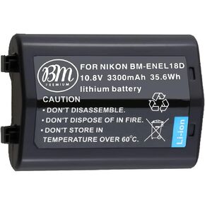 BM Premium EN-EL18D Battery for Nikon Z9, D4, D4S, D5, D6 Digital SLR Cameras and Compatible with Nikon MB-D12, MB-D17, MB-D18 Battery Grips