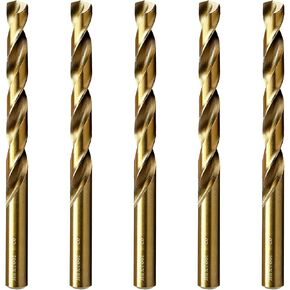 MAXTOOL No.4 5pcs Identical Jobber Length Drills Dia 0.209" HSS M35 Cobalt Twist Drill Bits Wire Gauge Numbered Golden Straight Drills; JBN35G10R04P5