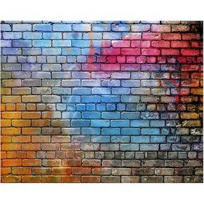 YYNXSY Colorful Brick Wall Photo Backdrop Retro Theme Stone Brick Wall Background Brick Design Microfiber Background Brick Decoration Brick Party Decoration Photo Background 7X5FT YY-24
