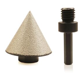 Diamond Beveling Chamfer Bit 1-3/8 Inch (35mm) x 5/8"-11 Thread with 3/8" Hex Shank Adapter Countersink Drill Bit for Angle Grinder Drill Enlarging Trimming Holes in Porcelain Granite Tiles