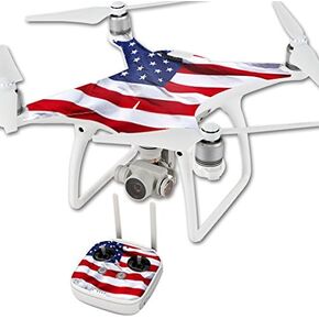 MightySkins Skin Compatible with DJI Phantom 4 Quadcopter Drone wrap Cover Sticker Skins American Flag