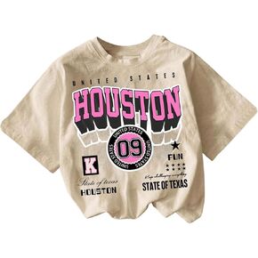 SOLY HUX Toddler Girl's Graphic Tees Letter Print Short Sleeve Crew Neck T Shirt Loose Casual Summer Tops