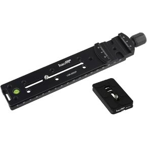 Haoge 200mm Nodal Slide Double Dovetail Focusing Rail Plate with Metal Quick Release Clamp and 70mm Plate for Camera Panoramic Panorama Close Up Macro Shoot fit Arca Swiss RRS Benro Kirk
