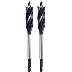 2 Pack 1/2 in x 6-1/2 in Auger Drill Bit for Wood, 1/4 inch Hex Shank Auger Drill Bit for Hard Wood,Soft Wood, Plywood and Plastic (1/2 in x 6-1/2 in)