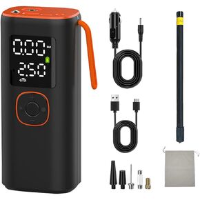 Tire Inflator Portable Air Compressor25000mAh, 4X Fast Air Pump for Car Tires, 150PSI Electric Tire Pump with Digital Pressure Gauge/LED Light/Power Bank, Bike Pump/Motorcycle/Ball/Car Accessories