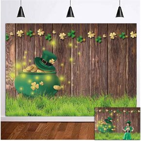 Happy St Patrick's Day Background Lucky Irish Shamrock Board Photography Backdrop for Baby Shower Birthday Party Decor Banner 7x5ft