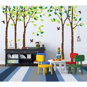 Giant Jungle Tree Wall Decal Tree Wall Sticker Removable Vinyl Sticker Mural Art Kids Room Nursery Bedroom Living Room Decoration (103.9x70.9)