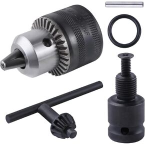 1.5-13mm Keyed Drill Chuck Adapter Kit Quick Change Drill Chuck Adapter with 1/2 inch Socket Square Female Adapter for Impact Wrench Converter Conversion Tool