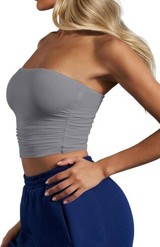 المرأة عارضة Ruched الجانب حمالة المحاصيل الأعلى أنبوب مضلع متماسكة العصابة أعلى الصيف نحيل القميص in Saudi Arabia
