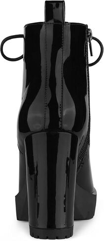 Allegra K Women's Lace Up Chunky Heels Platform Ankle Combat Boots in Kuwait