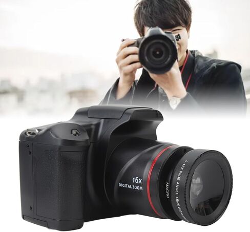 Digital Camera 1080P HD 16MP for Photography Video Vlogging, 2.4in 16x Zoom Anti Shake Autofocus Camera with Built in Flash Lamp, 52mm Wide Angle Lens, Webcam Function in Saudi Arabia