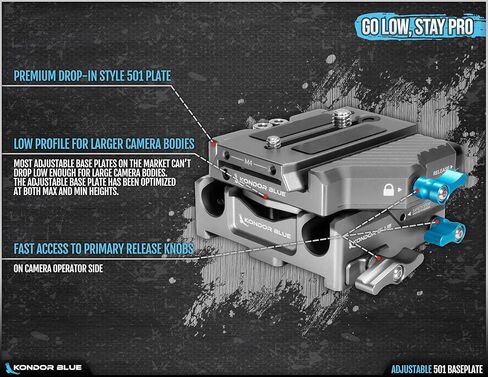 كوندور الأزرق | 501 لوحة قابلة للتعديل (501 QR) | قفل ارتفاع لوحة قابلة للتعديل ، أداة سداسية 4 مم مدمجة ، و ARRI النمط المشبك توابل | الفضاء الرمادي in Kuwait